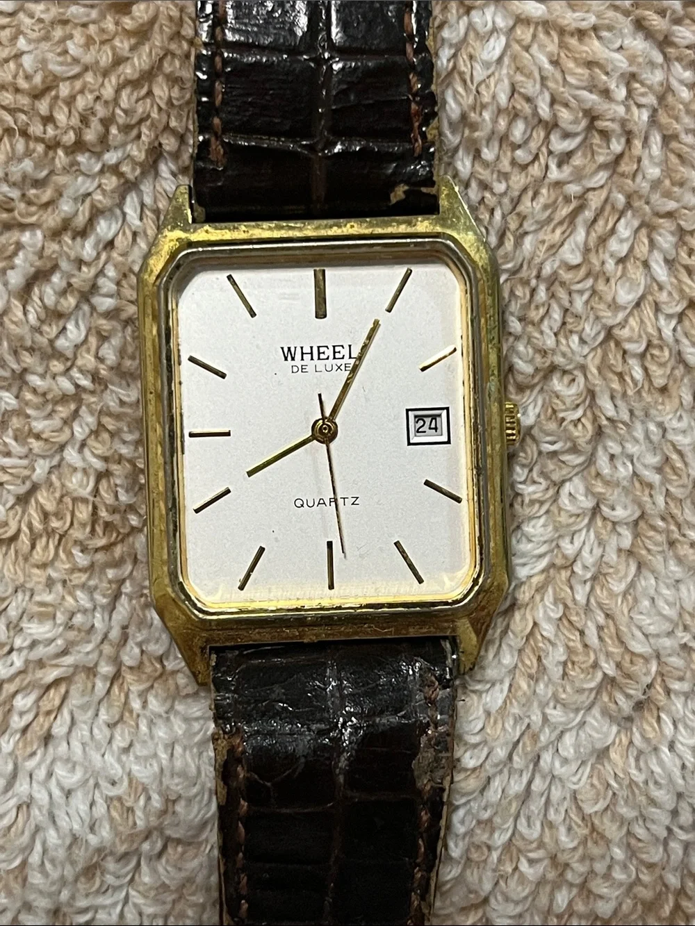 Gold-Tone Men's Quartz Watch with Brown Strap